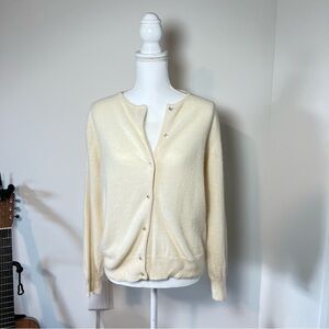 Woodward Essentials 1980-90s Cream Off-White Wool-Angora Cardigan Sweater ☕️